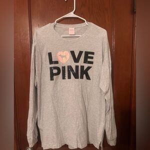 NWOT PINK Victoria's Secret Gray Long Sleeve Tee